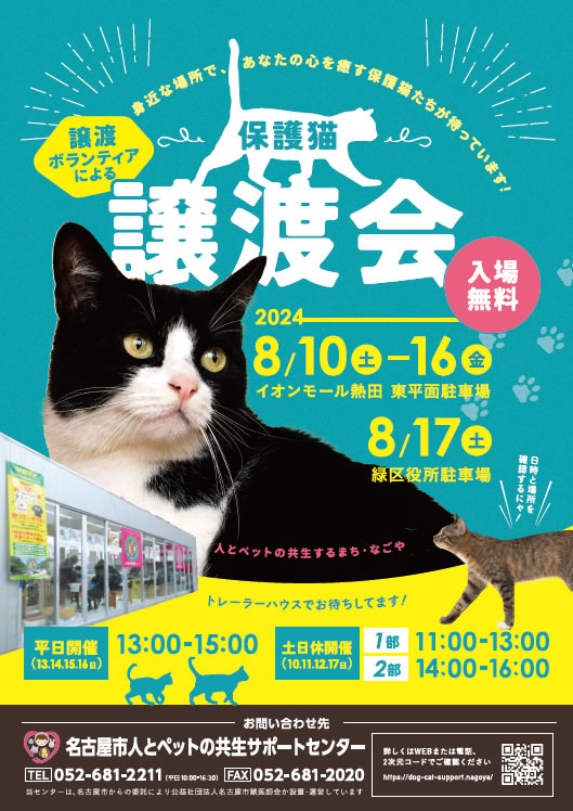 譲渡ボランティアによる保護猫のの譲渡会のポスター画像